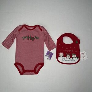 NWT Carters Baby wiggle in Bodysuit & My First Christmas Bib‎ Gift Set 3 Months